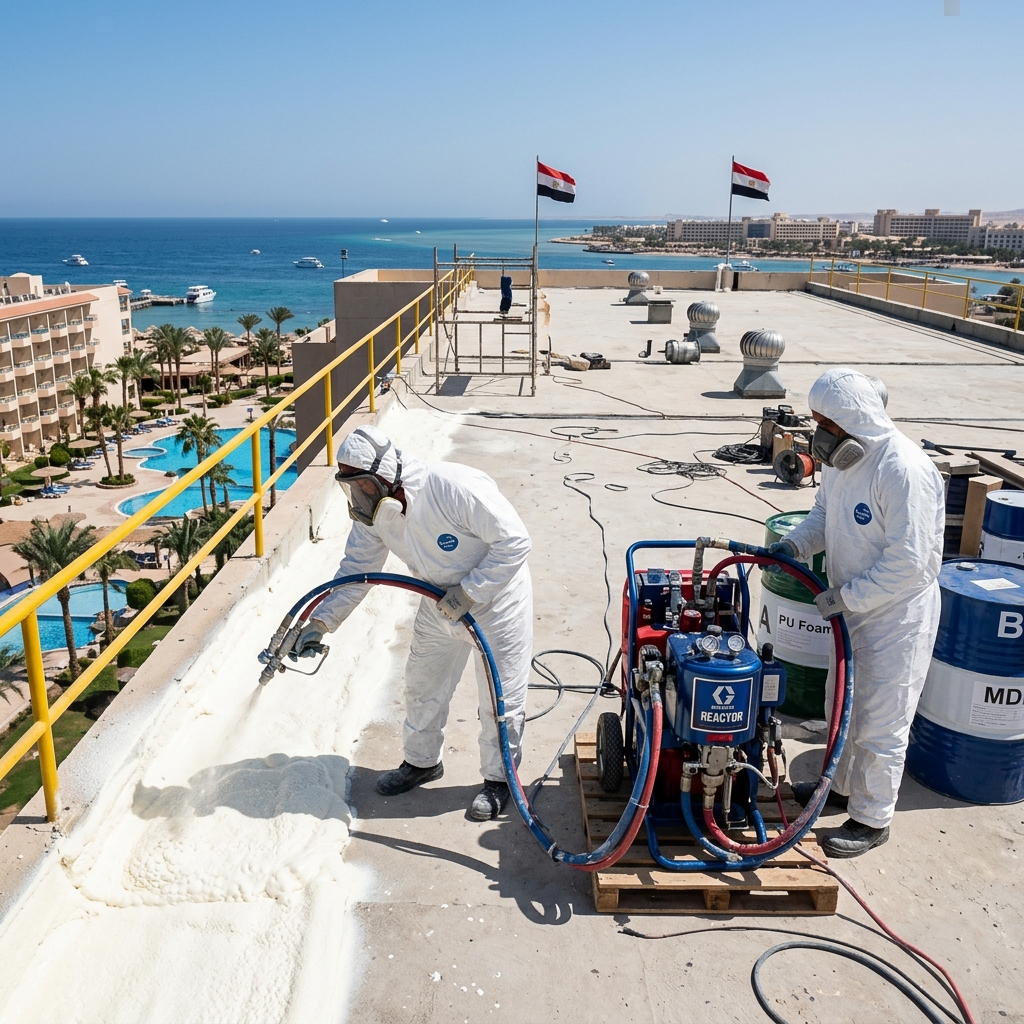 Damp-proofing (membrane) and thermal insulation works for the roof